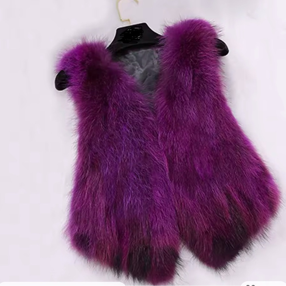 Magenta faux fur vest